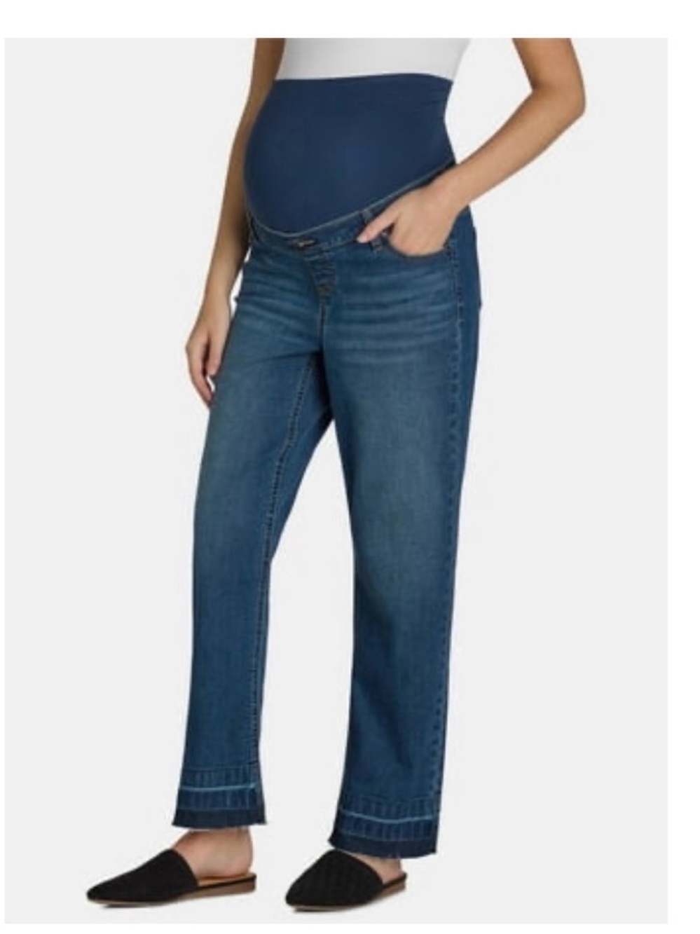 Time and Tru Maternity Straight-Leg Jeans in Dark Blue